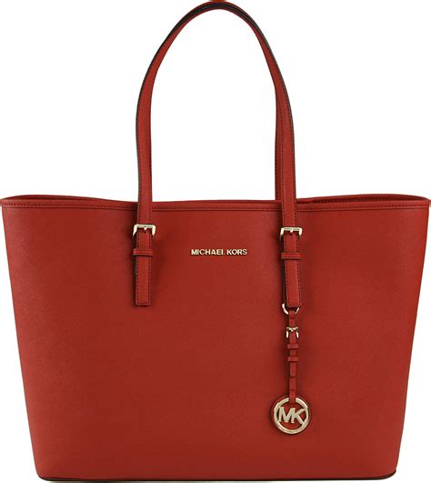 michael kors jet set tote medium red|Michael Kors designer tote jetset.